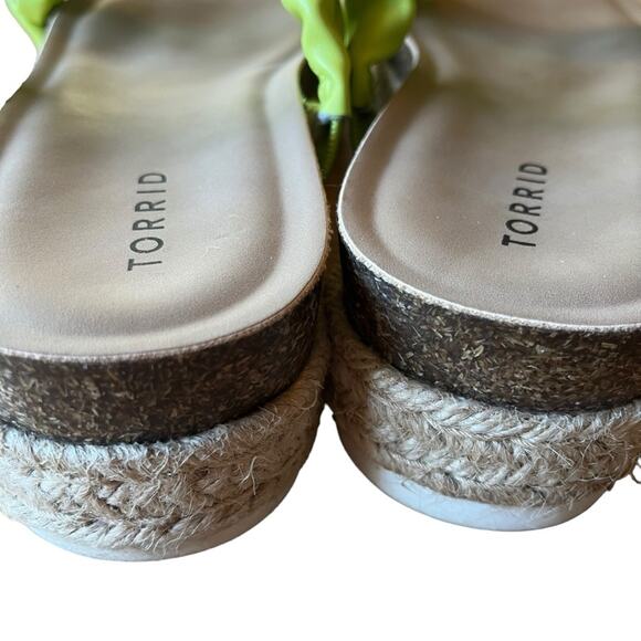 Torrid Sandals 9 Wide Width Lime Green Platform Flatform Jute Braided Flatform - Picture 6 of 7